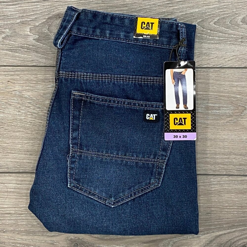CAT Caterpillar Rigid Work Jeans Mens 30 x 30 Tough 100% Cotton Denim Pants